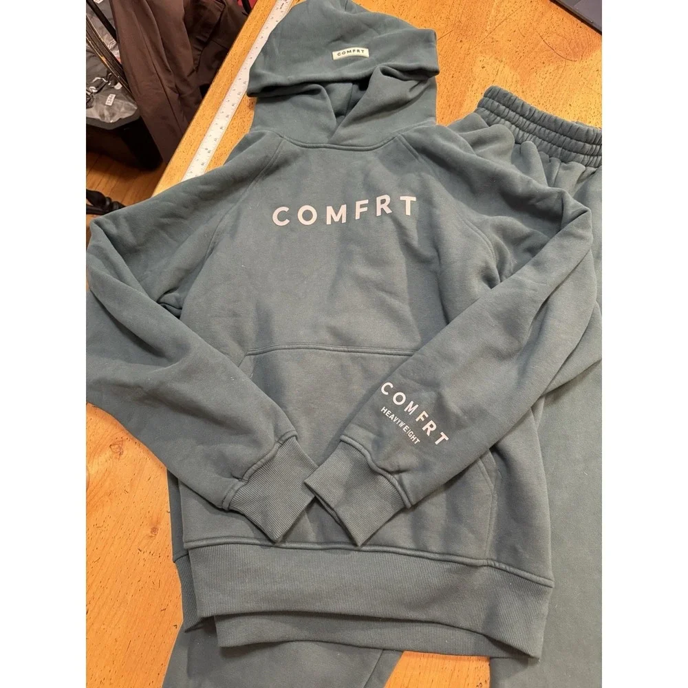 COMFRT Green Heavyweight Set - Hoodie & Sweatpant Joggers Set Size Medium Unisex - Picture 2 of 8